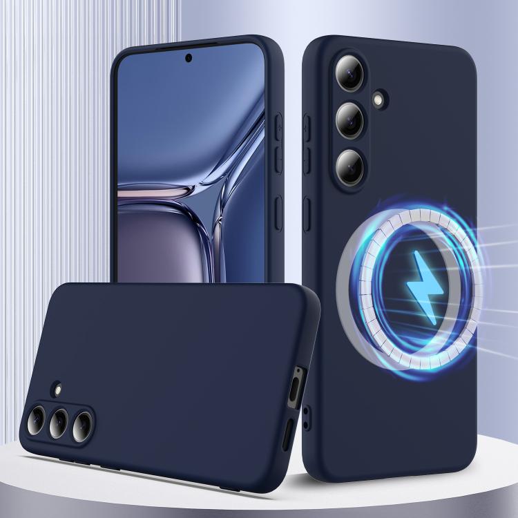 For Samsung Galaxy S25 5G Shockproof Silicone Magsafe Phone Case(Navy Blue)