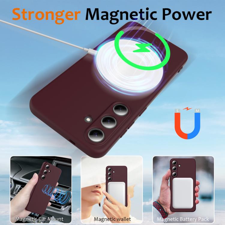 For Samsung Galaxy S25 5G Shockproof Silicone Magsafe Phone Case(Plum Color)