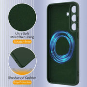 For Samsung Galaxy S25 5G Shockproof Silicone Magsafe Phone Case(Dark Green)
