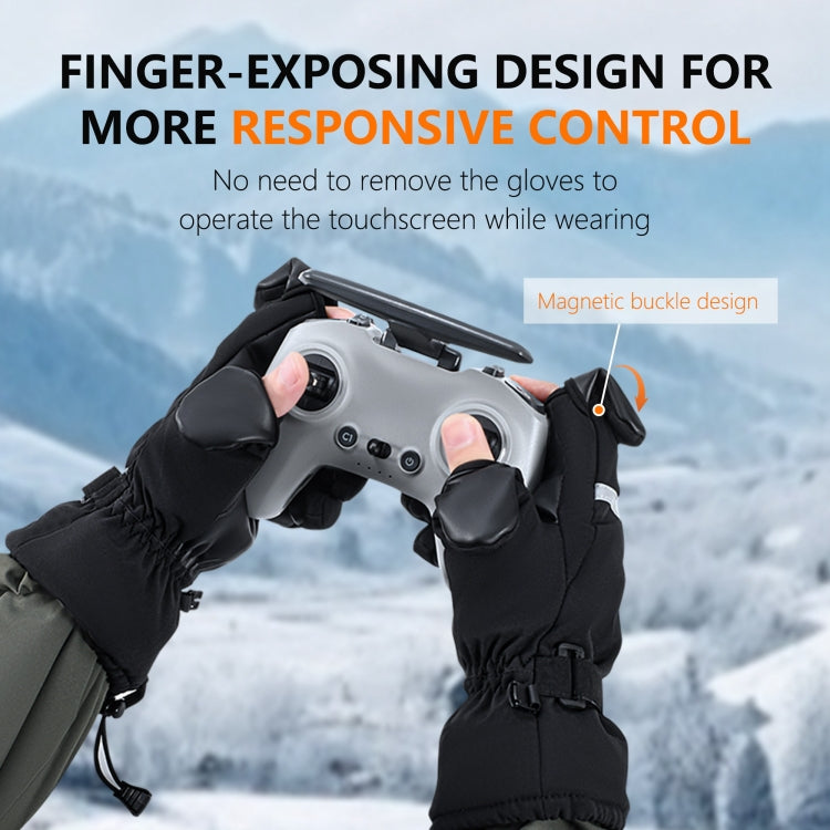 STARTRC Universal Drone Remote Control Photography Gloves Winter Warm Gloves, Size:XL(Black)