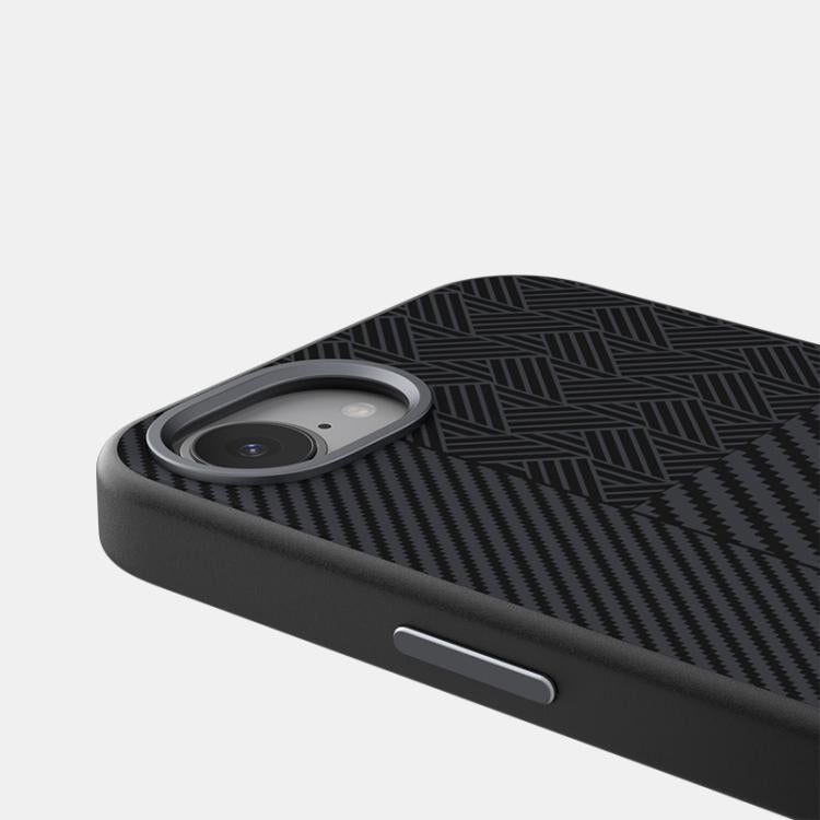 For iPhone 16e ABEEL 6D Micro Relief MagSafe Magnetic Phone Case(Carbon Fiber Black)