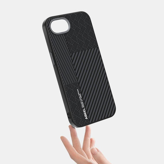 For iPhone 16e ABEEL 6D Micro Relief MagSafe Magnetic Phone Case(Carbon Fiber Black)
