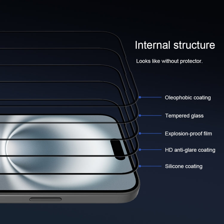 For iPhone 16 Plus NILLKIN 3D CP+MAX Anti-Explosion Full Coverage Tempered Glass Film