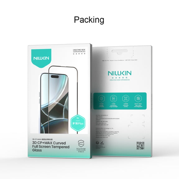 For iPhone 16 Plus NILLKIN 3D CP+MAX Anti-Explosion Full Coverage Tempered Glass Film