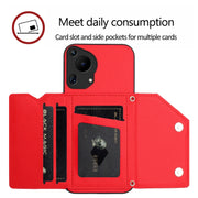 For Huawei Pura 70 Ultra Skin Feel Four Card Slots Phone Case with Wrist Strap(Red)