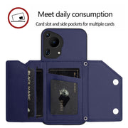 For Huawei Pura 70 Ultra Skin Feel Four Card Slots Phone Case with Wrist Strap(Blue)
