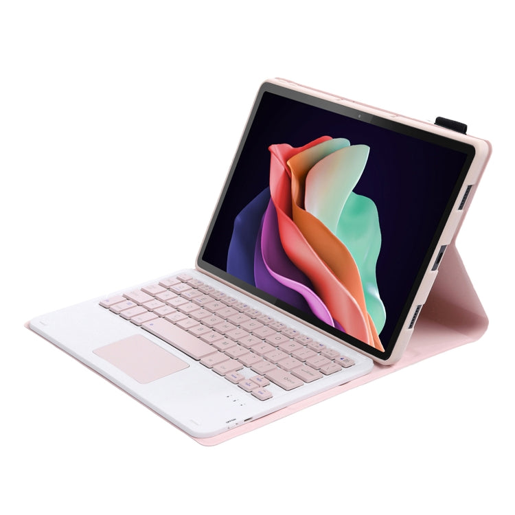 For Huawei MatePad SE 10.4 AH13-A Ultra-thin Detachable Bluetooth Keyboard Leather Tablet Case with Touchpad(Pink White)