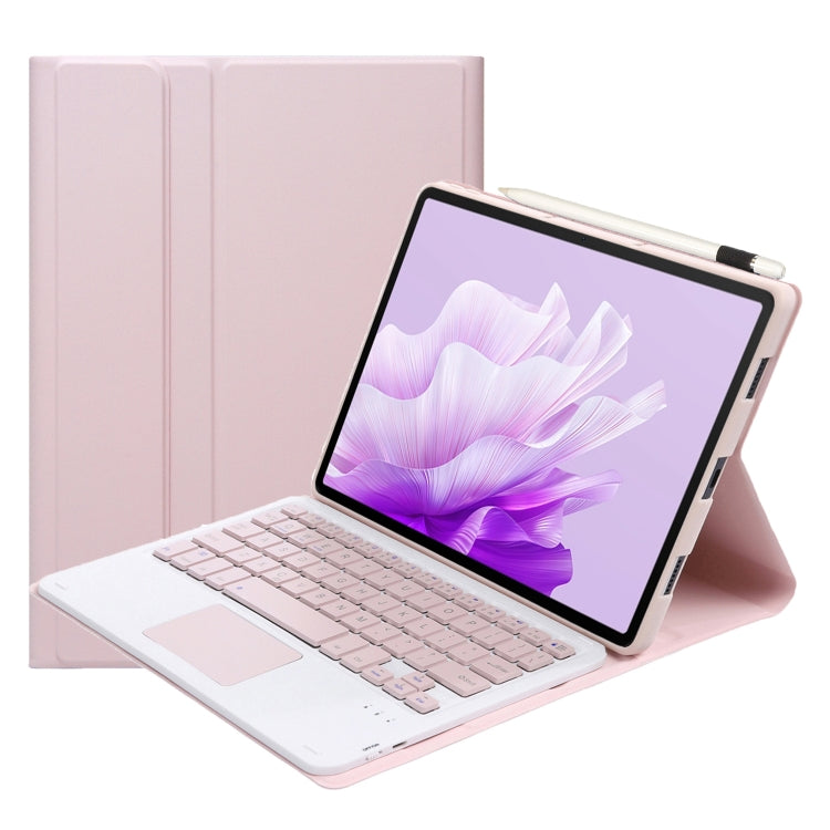 For Huawei MatePad 11.5 S 2024 AH20-A Ultra-thin Detachable Bluetooth Keyboard Leather Tablet Case with Touchpad(Pink White)