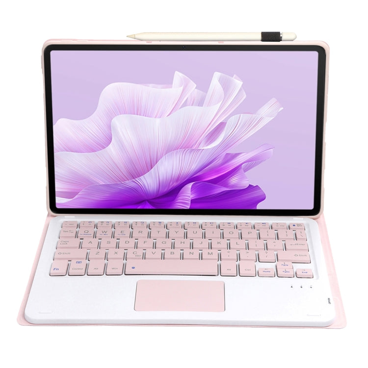 For Huawei MatePad 11.5 S 2024 AH20-A Ultra-thin Detachable Bluetooth Keyboard Leather Tablet Case with Touchpad(Pink White)