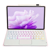 For Huawei MatePad 11.5 S 2024 AH20-AS Ultra-thin Detachable Backlight Bluetooth Keyboard Leather Tablet Case with Touchpad(Pink White)