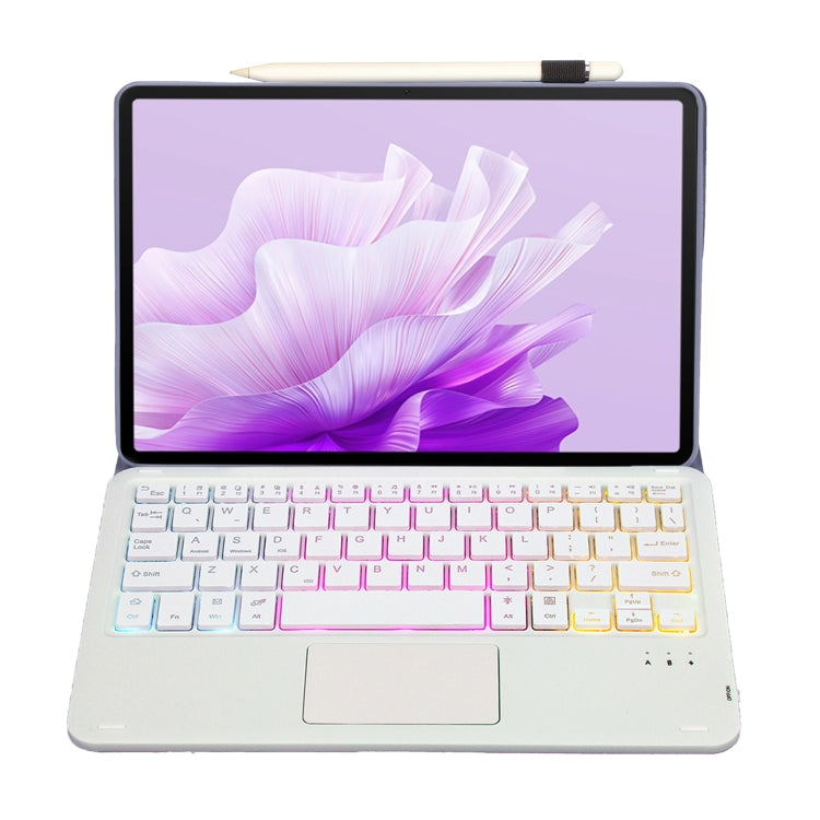 For Huawei MatePad 11.5 S 2024 AH20-AS Ultra-thin Detachable Backlight Bluetooth Keyboard Leather Tablet Case with Touchpad(Lavender White)