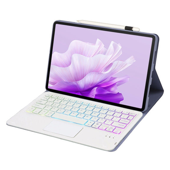 For Huawei MatePad 11.5 S 2024 AH20-AS Ultra-thin Detachable Backlight Bluetooth Keyboard Leather Tablet Case with Touchpad(Lavender White)
