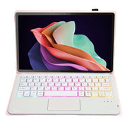 For Huawei MatePad SE 10.4 AH13-AS Ultra-thin Detachable Backlight Bluetooth Keyboard Leather Tablet Case with Touchpad(Pink White)