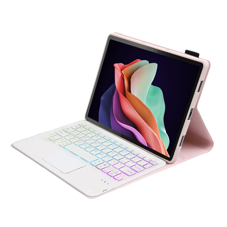 For Huawei MatePad SE 10.4 AH13-AS Ultra-thin Detachable Backlight Bluetooth Keyboard Leather Tablet Case with Touchpad(Pink White)