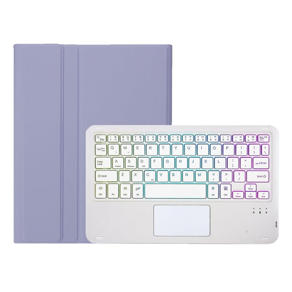 For Huawei MatePad SE 10.4 AH13-AS Ultra-thin Detachable Backlight Bluetooth Keyboard Leather Tablet Case with Touchpad(Lavender White)