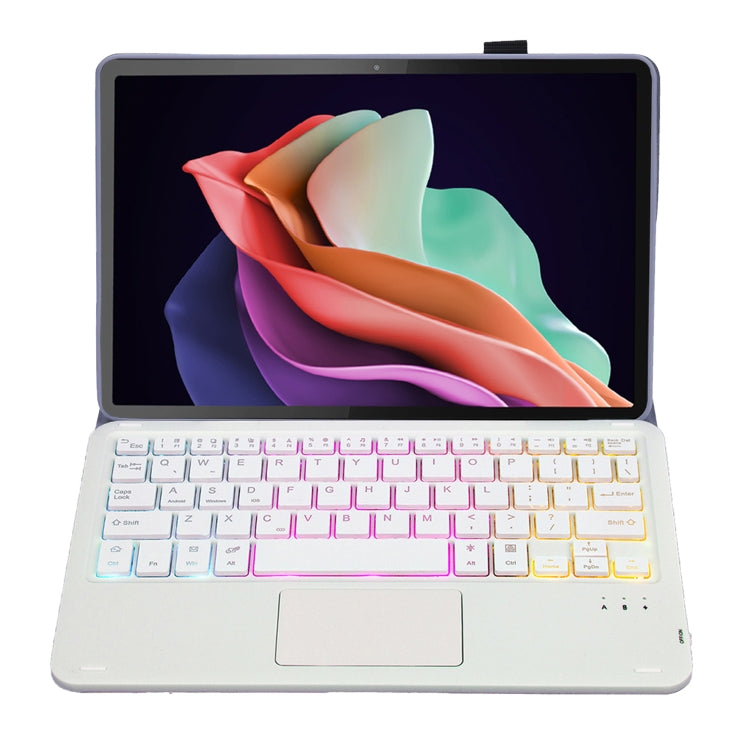 For Huawei MatePad SE 10.4 AH13-AS Ultra-thin Detachable Backlight Bluetooth Keyboard Leather Tablet Case with Touchpad(Lavender White)