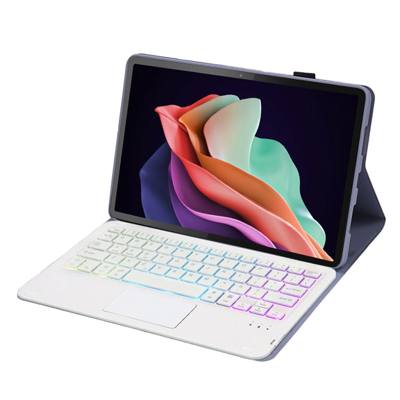 For Huawei MatePad SE 10.4 AH13-AS Ultra-thin Detachable Backlight Bluetooth Keyboard Leather Tablet Case with Touchpad(Lavender White)