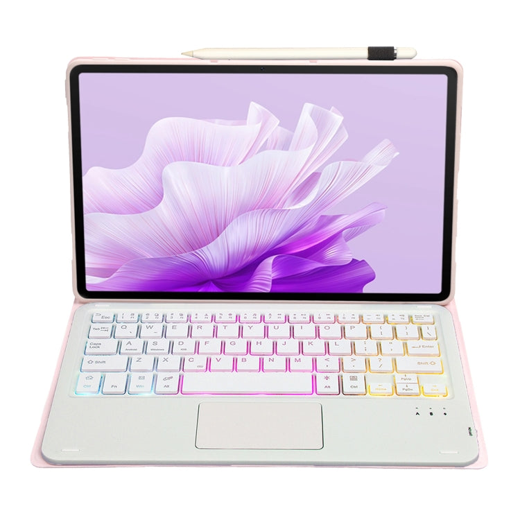 For Honor Pad X9 / X8 Pro 11.5 AH15-AS Ultra-thin Detachable Backlight Bluetooth Keyboard Leather Tablet Case with Touchpad(Pink White)