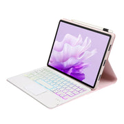 For Honor Pad X9 / X8 Pro 11.5 AH15-AS Ultra-thin Detachable Backlight Bluetooth Keyboard Leather Tablet Case with Touchpad(Pink White)
