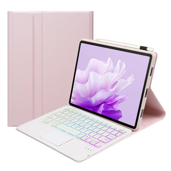 For Honor Pad X9 / X8 Pro 11.5 AH15-AS Ultra-thin Detachable Backlight Bluetooth Keyboard Leather Tablet Case with Touchpad(Pink White)