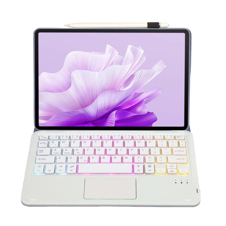 For Honor Pad X9 / X8 Pro 11.5 AH15-AS Ultra-thin Detachable Backlight Bluetooth Keyboard Leather Tablet Case with Touchpad(Lavender White)