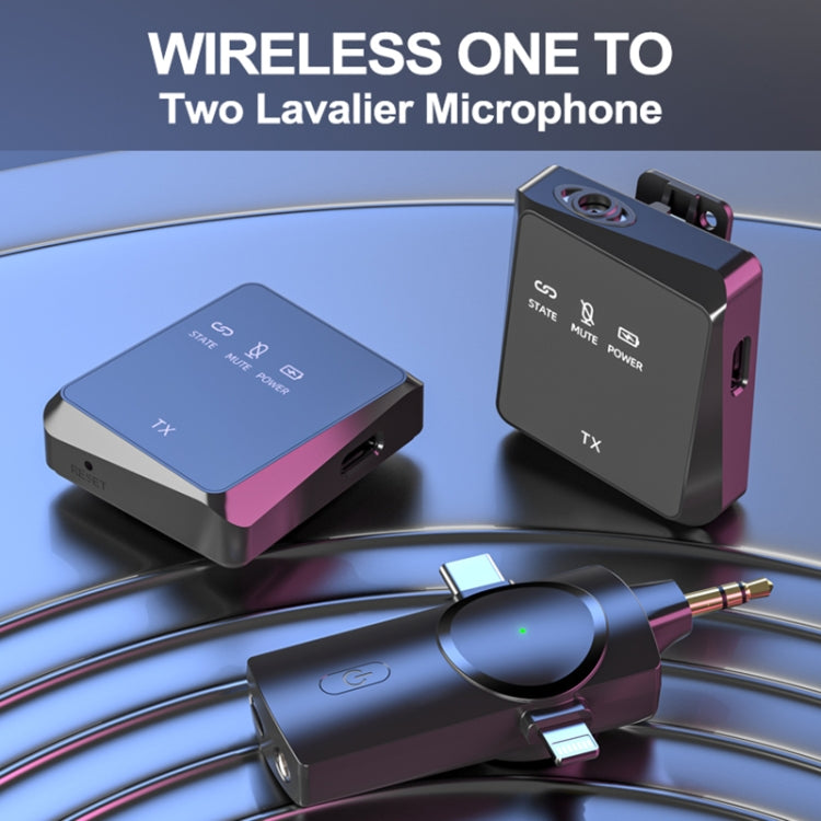 AP009 Wireless One to Two Lavalier Microphone with 3 in 1 Receiver(Black)