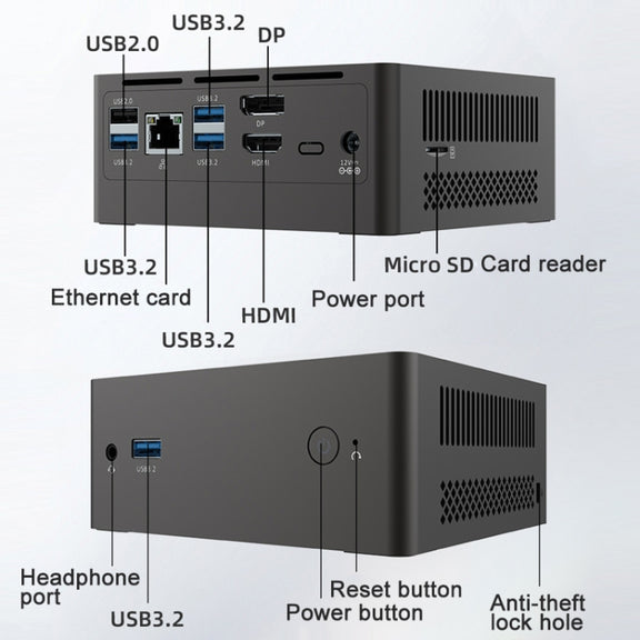 Jumper N305Hi Mini PC, Intel Alder Lake-N i3-N305 Octa-core 3.8GHz, RAM: 16GB, ROM: 512GB(EU Plug)