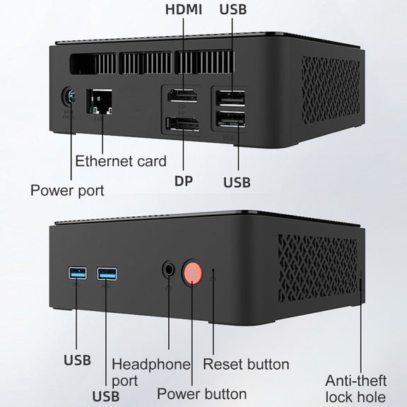 Jumper N100 II Mini PC, Intel 12th Generation Alder Lake-N N100 Quad-core 3.4GHz, RAM: 8GB, ROM: 256GB, Support HDMI(US Plug)