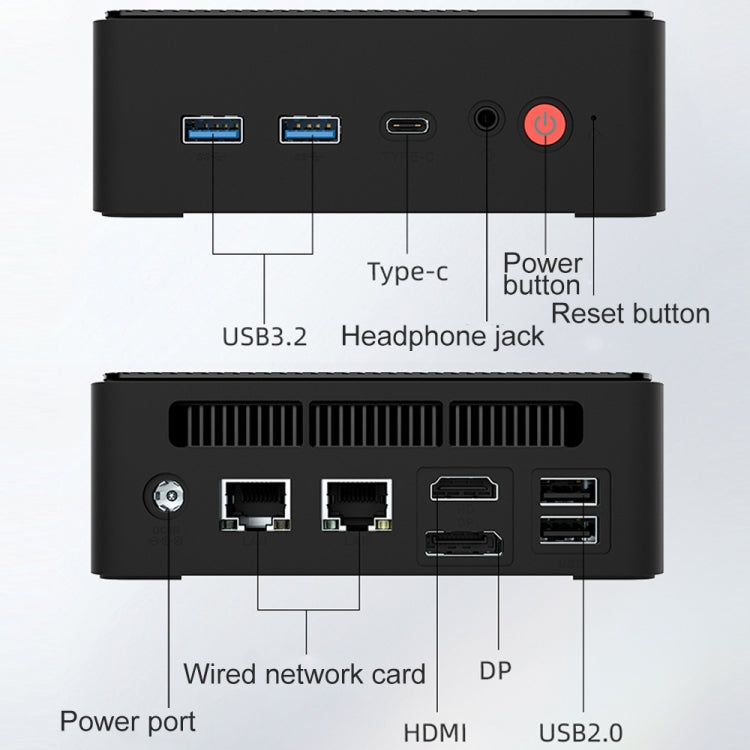 Jumper N100 Pro II Mini PC, Intel 12th Generation Alder Lake-N N100 Quad-core Dual RJ45, RAM: 8GB, ROM: 256GB(US Plug)