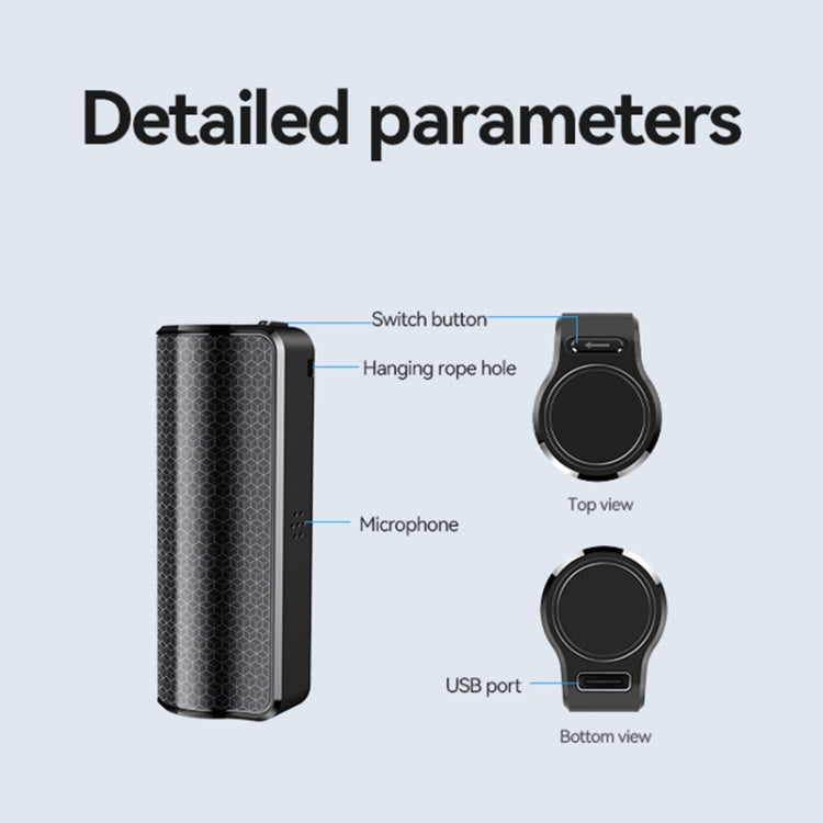 Q70A Magnetic Noise Reduction Voice Recording Pen Support APP Control, Memory:8GB(Black)