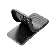 For Samsung Galaxy S25+ 5G Lens Frame Bracket Corrugated MagSafe Phone Case(Grey)