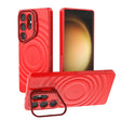 For Samsung Galaxy S25 Ultra 5G Lens Frame Bracket Corrugated MagSafe Phone Case(Red) - free shipping - PMC Jewellery - Order now!