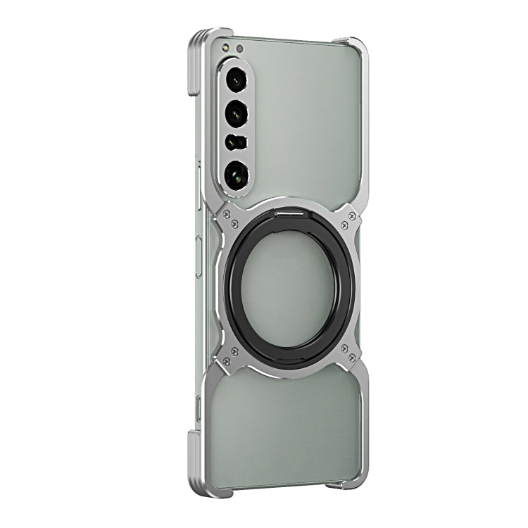 For Sony Xperia 1 IV Mechanical Arm Borderless MagSafe Holder Metal Phone Case(Silver)