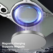 For Sony Xperia 1 V Mechanical Arm Borderless MagSafe Holder Metal Phone Case(Black Silver)
