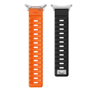 For Samsung Galaxy Watch Ultra 47mm Magnetic Silicone Watch Band(Black Orange+Silver)