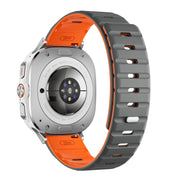 For Samsung Galaxy Watch Ultra 47mm Magnetic Silicone Watch Band(Grey Orange+Silver)