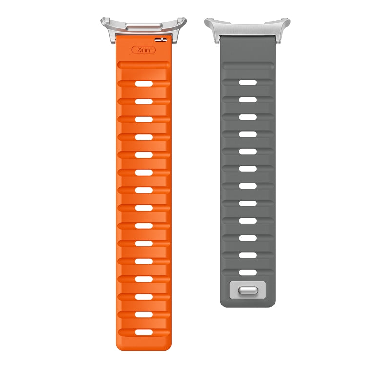 For Samsung Galaxy Watch Ultra 47mm Magnetic Silicone Watch Band(Grey Orange+Silver)