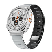For Samsung Galaxy Watch Ultra 47mm Magnetic Silicone Watch Band(Light Grey Black+Silver)