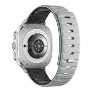 For Samsung Galaxy Watch Ultra 47mm Magnetic Silicone Watch Band(Light Grey Black+Silver)