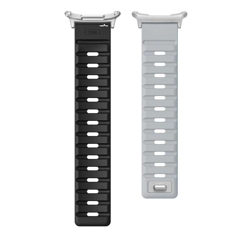 For Samsung Galaxy Watch Ultra 47mm Magnetic Silicone Watch Band(Light Grey Black+Silver)