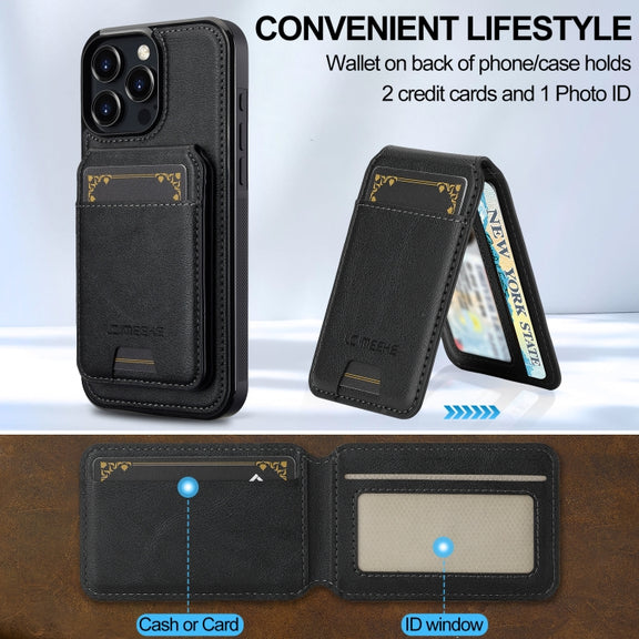 For iPhone 16 Pro Max LC.IMEEKE L3 Series Detachable RFID Card Bag Magsafe Phone Case(Black)