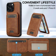 For iPhone 16 Pro Max LC.IMEEKE L3 Series Detachable RFID Card Bag Magsafe Phone Case(Brown)