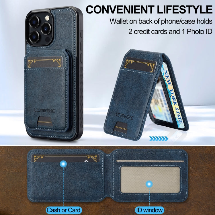 For iPhone 16 Pro Max LC.IMEEKE L3 Series Detachable RFID Card Bag Magsafe Phone Case(Blue)