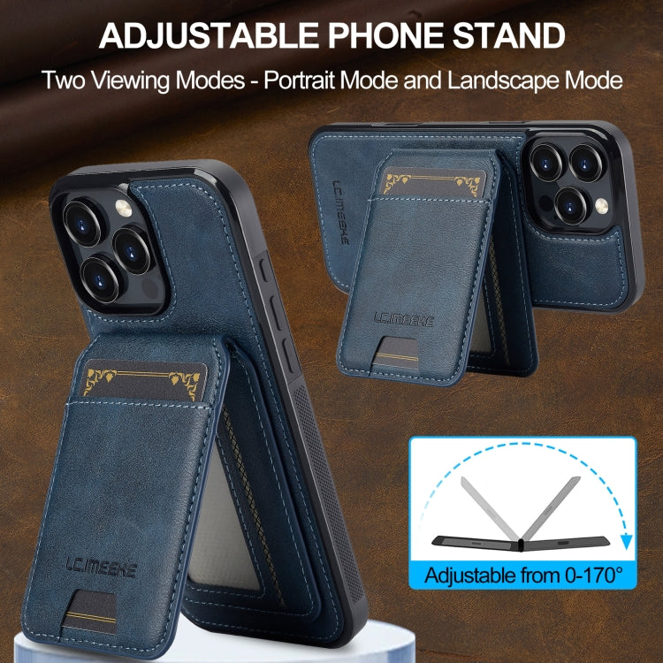 For iPhone 16 Pro Max LC.IMEEKE L3 Series Detachable RFID Card Bag Magsafe Phone Case(Blue)