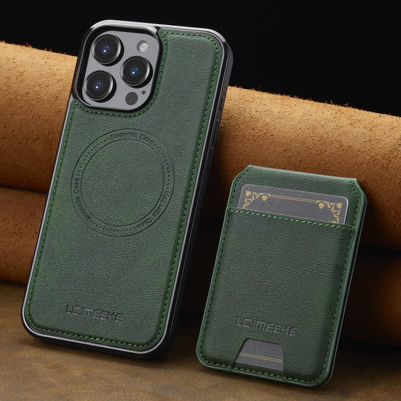 For iPhone 16 Pro Max LC.IMEEKE L3 Series Detachable RFID Card Bag Magsafe Phone Case(Green)
