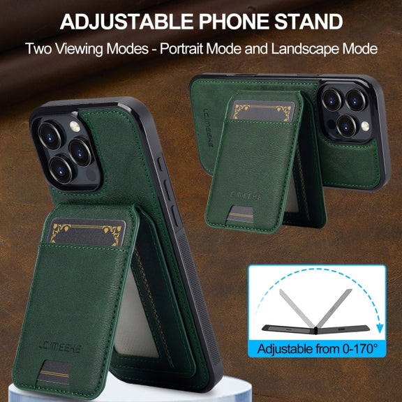 For iPhone 16 Pro Max LC.IMEEKE L3 Series Detachable RFID Card Bag Magsafe Phone Case(Green)