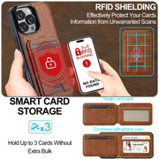 For iPhone 16 Pro LC.IMEEKE L3 Series Detachable RFID Card Bag Magsafe Phone Case(Brown)