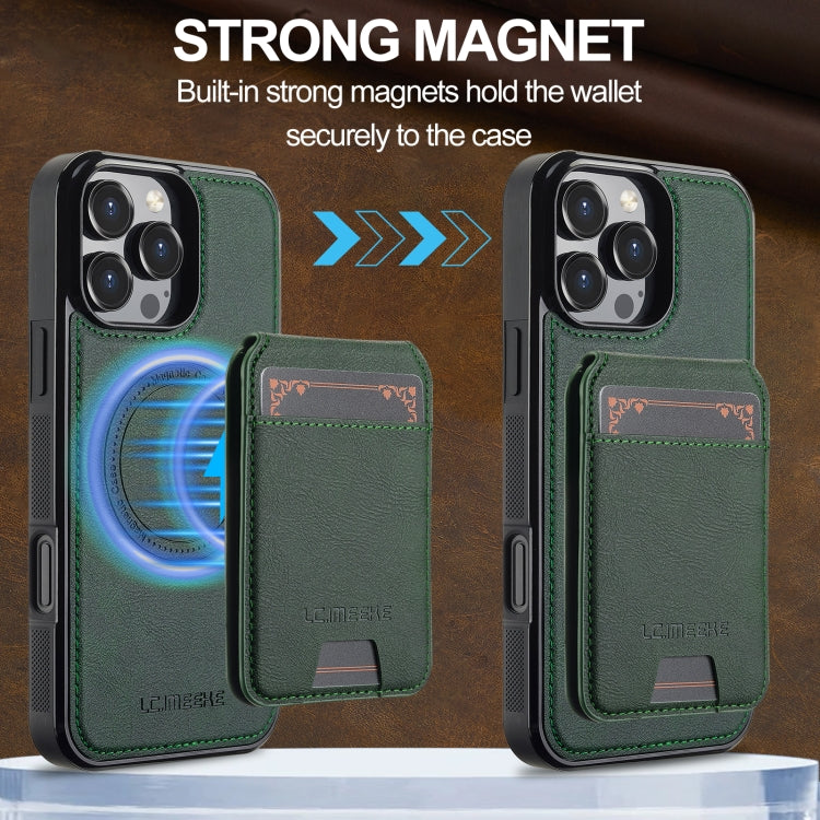 For iPhone 16 Pro LC.IMEEKE L3 Series Detachable RFID Card Bag Magsafe Phone Case(Green)