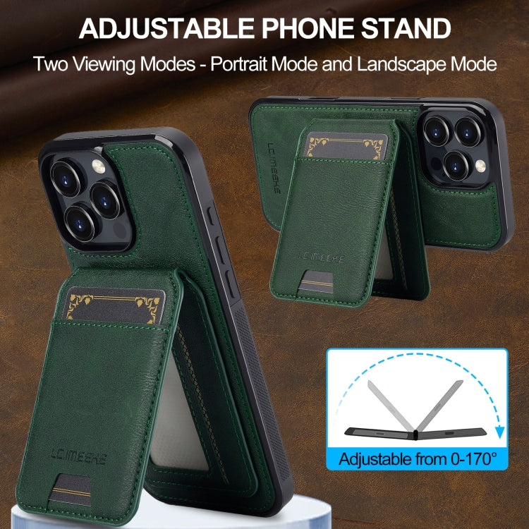 For iPhone 16 Pro LC.IMEEKE L3 Series Detachable RFID Card Bag Magsafe Phone Case(Green)