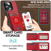 For iPhone 16 Pro LC.IMEEKE L3 Series Detachable RFID Card Bag Magsafe Phone Case(Red)